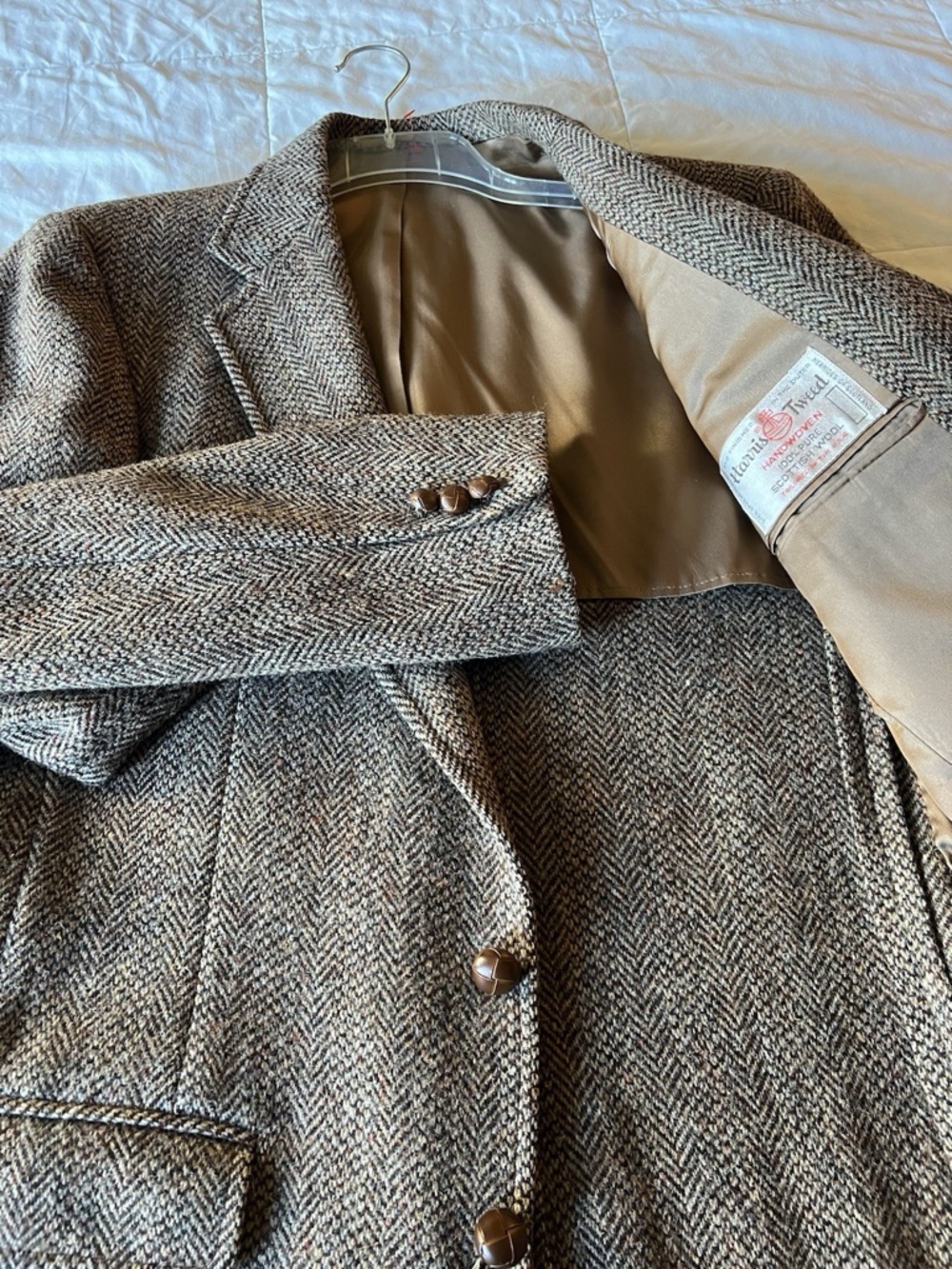 Harris Tweed Blazer Sports 40 Coat Brown Gray Handwoven Scottish Wool 40R